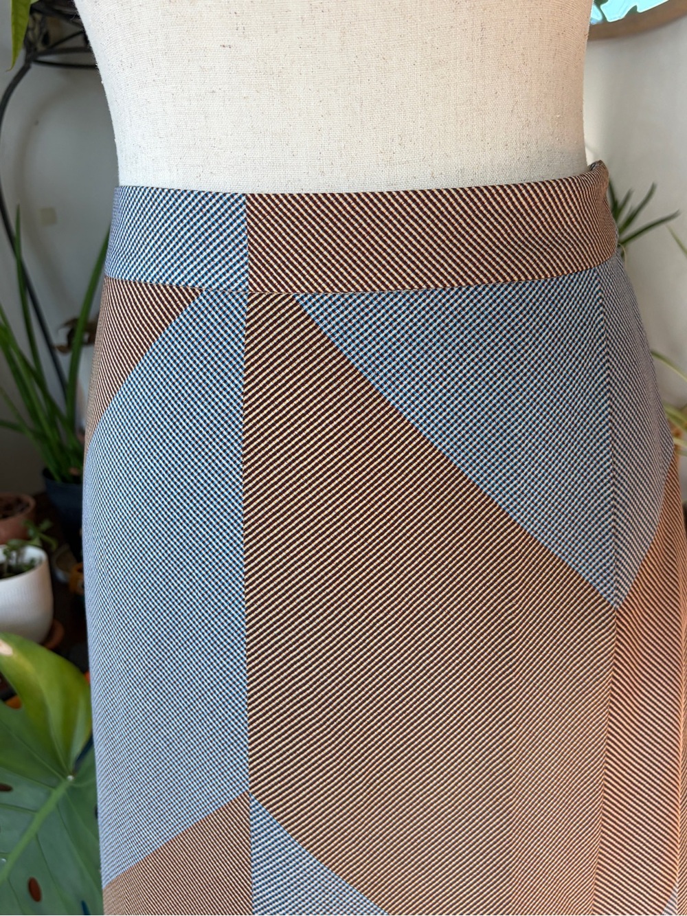 MM.LaFleur Size 10 Geometric Colorblock Midi Skirt Mod Retro Workwear 70s - Picture 2 of 11